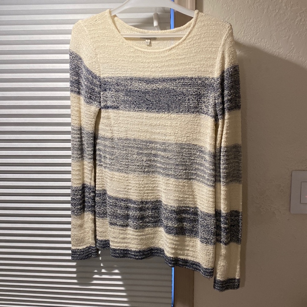 Calvin Klein Jeans Long Sleeve Top Cream, Navy and White S